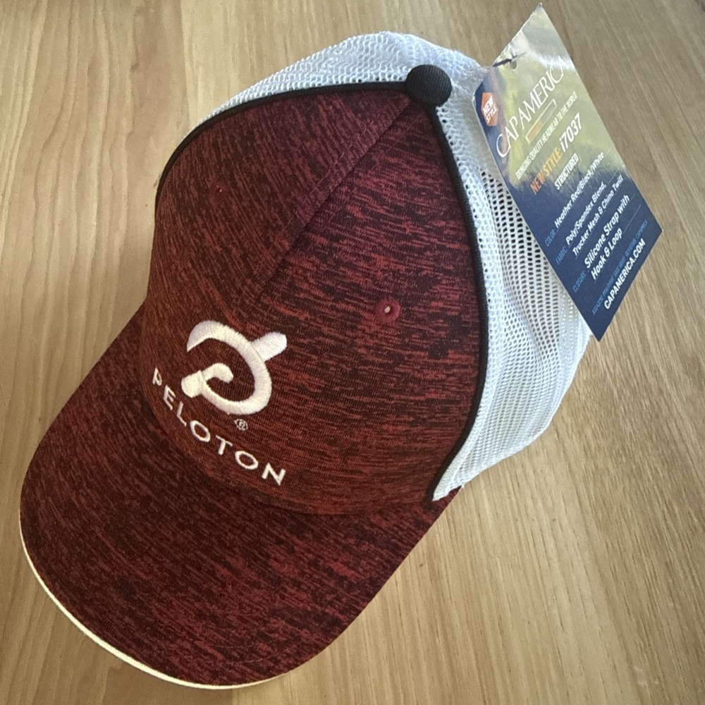 Peloton Cap America Heather Red Trucker Mesh Snapback Cap Hat - NEW